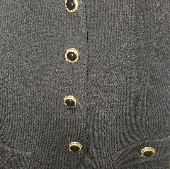 St John size 12 Black Solid blazer 100 percent silk short Sleeve Career Blazer - Picture 4 of 7